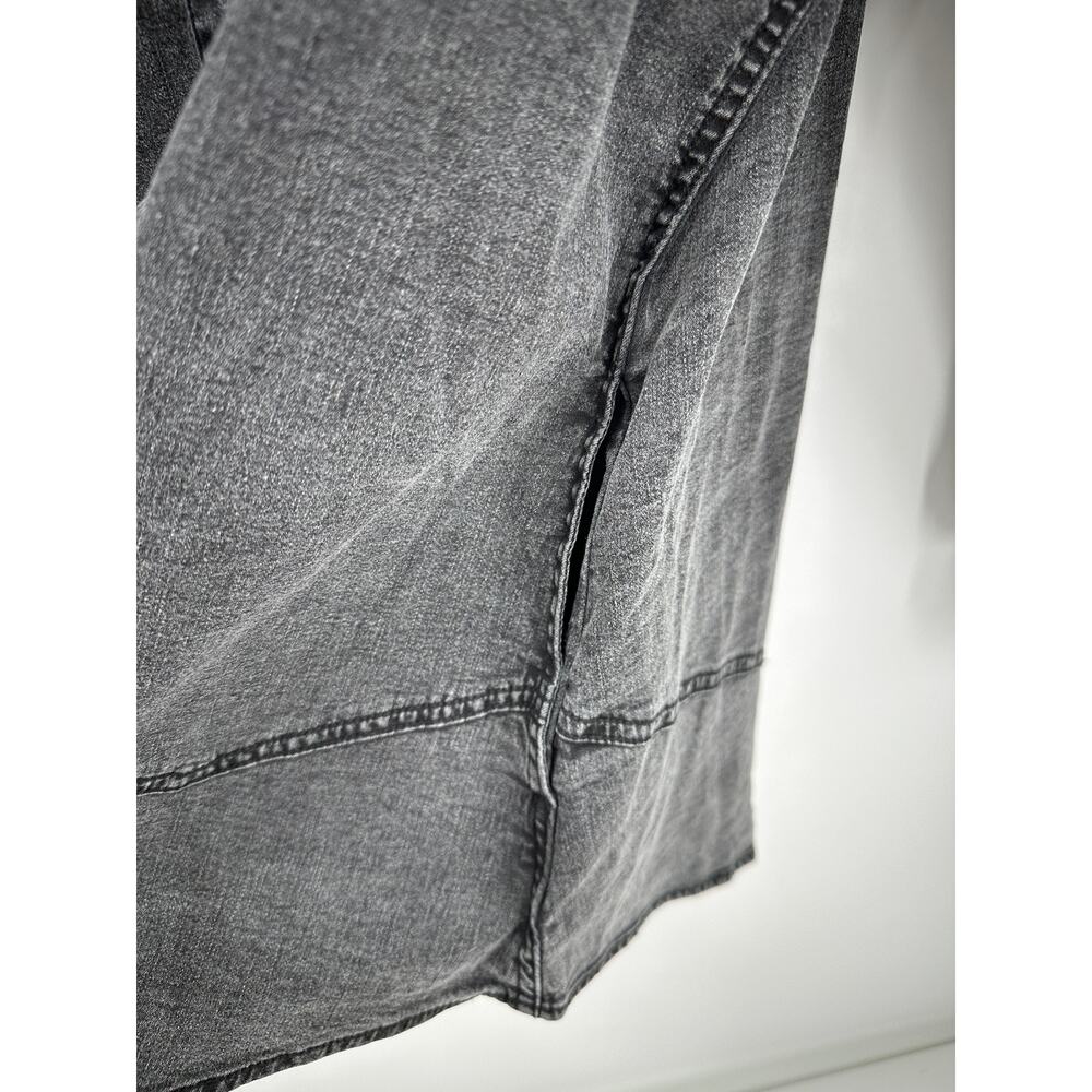 Logo Button Down Tunic Women 1X Black Washed Out Denim‎ Shirt Cotton Blend - Picture 7 of 9